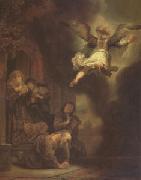 REMBRANDT Harmenszoon van Rijn The Archangel Leaving the Family of Tobias (mk05) oil on canvas